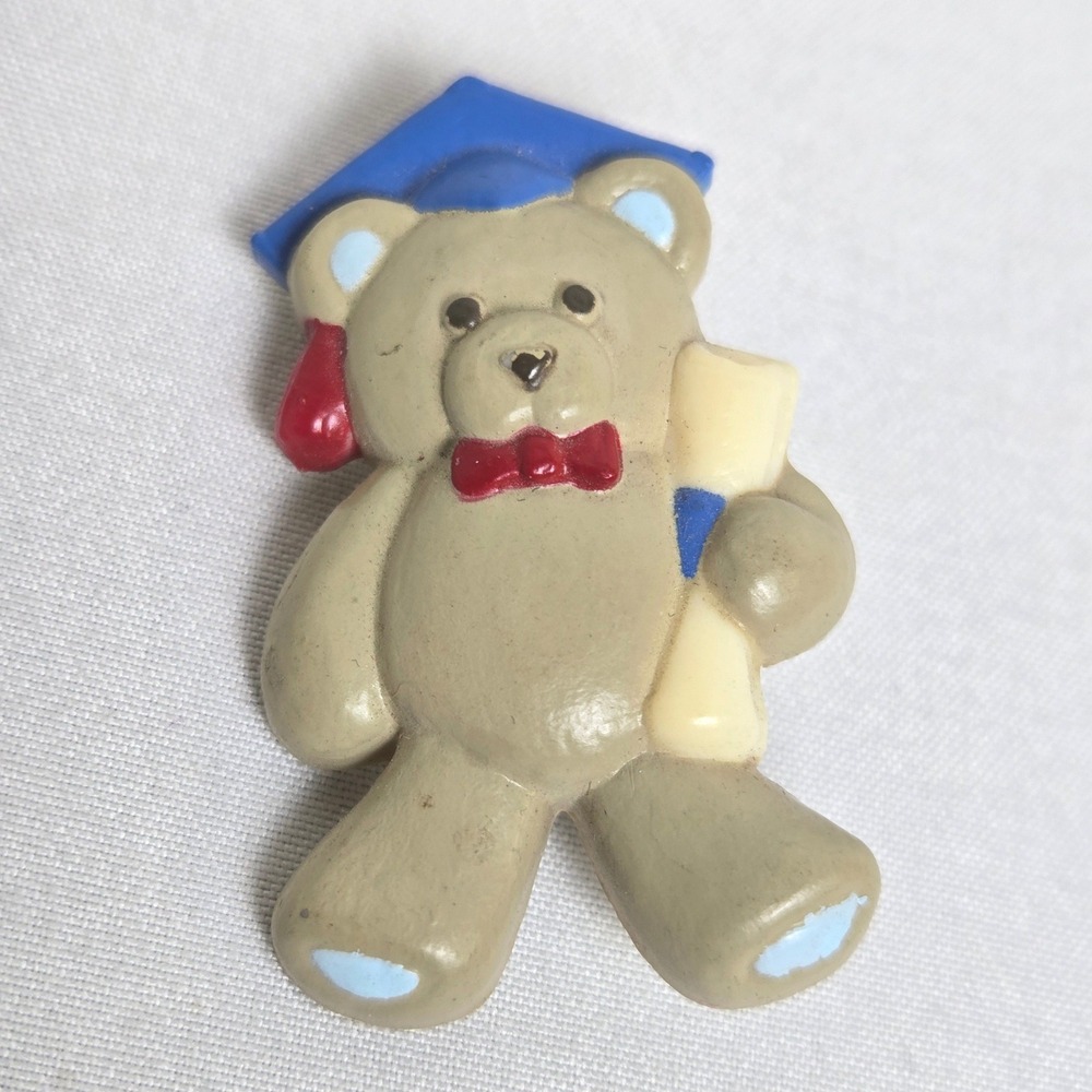 Graduation Teddy Bear Pin Brooch 1.5" Retro Cute
